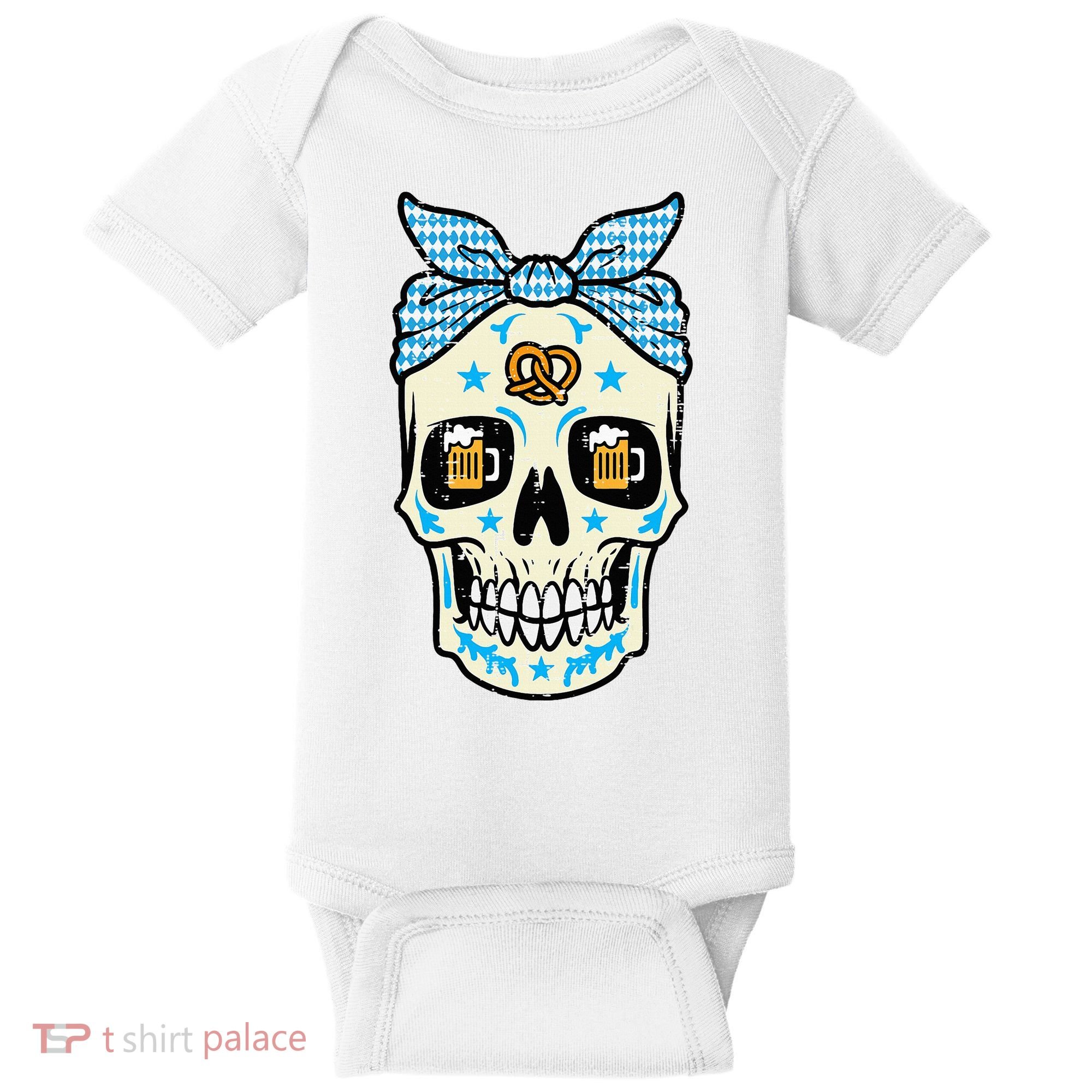 Oktoberfest Skull Bandana German Bavarian Festival Mom Baby Bodysuit