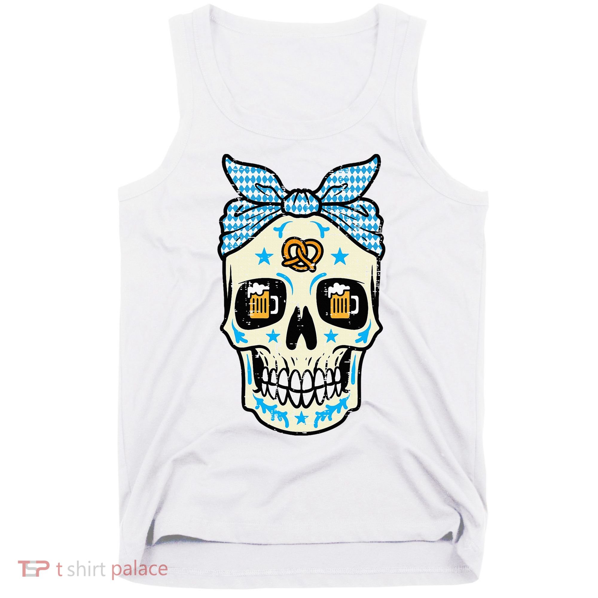 Oktoberfest Skull Bandana German Bavarian Festival Mom Tank Top