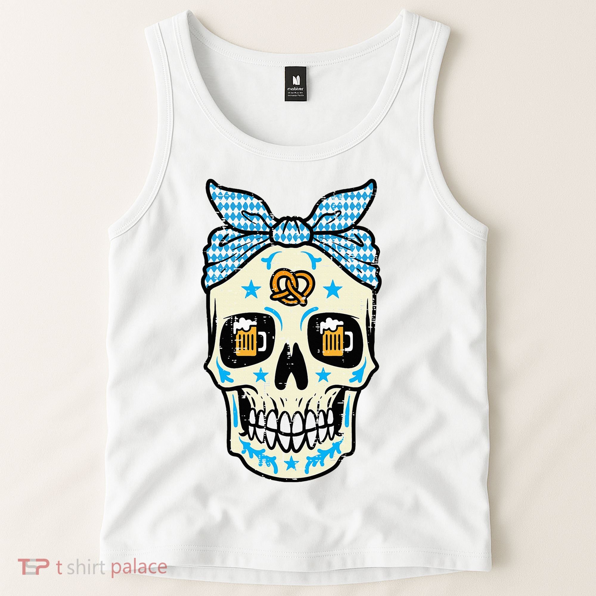 Oktoberfest Skull Bandana German Bavarian Festival Mom Tank Top