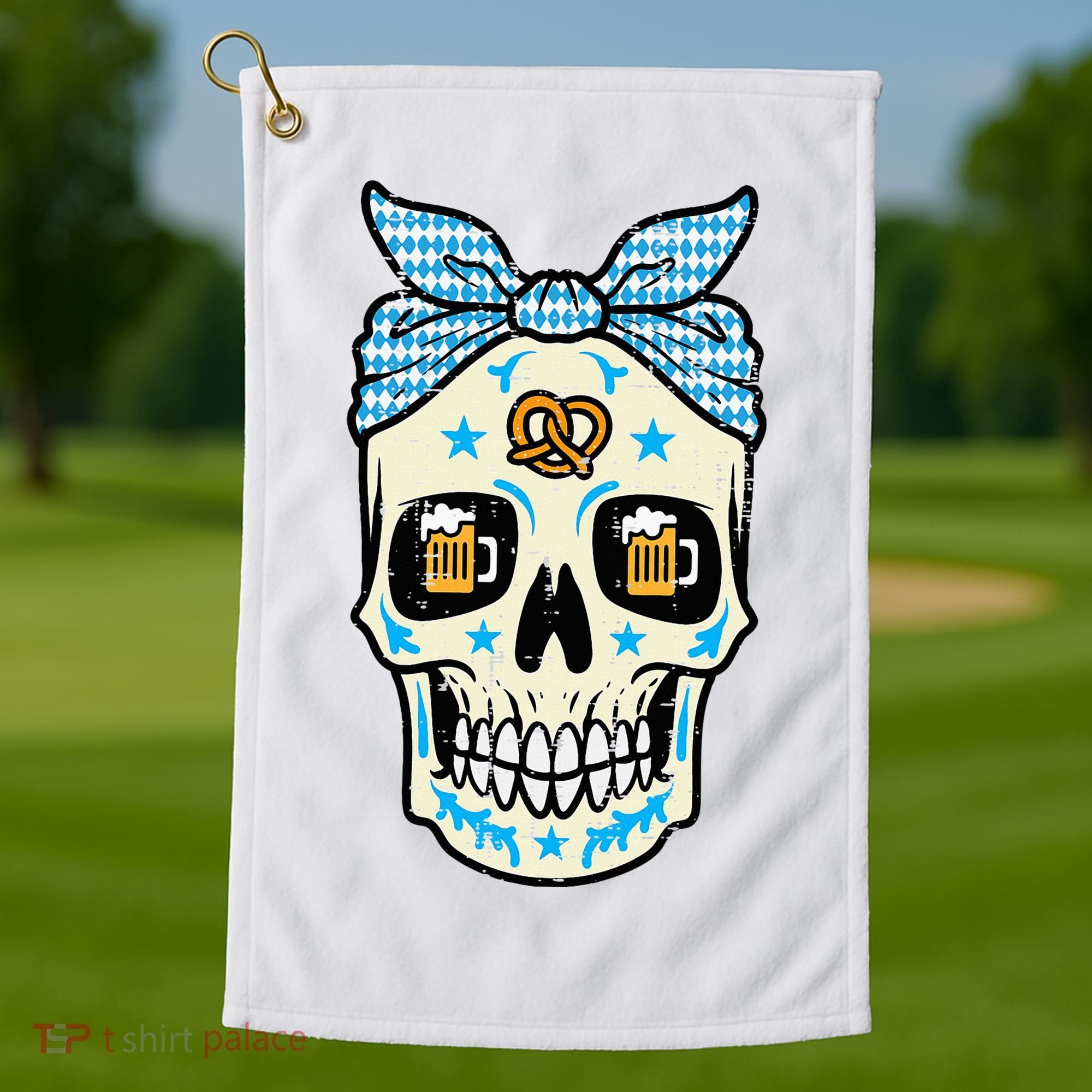 Oktoberfest Skull Bandana German Bavarian Festival Mom Golf Towel