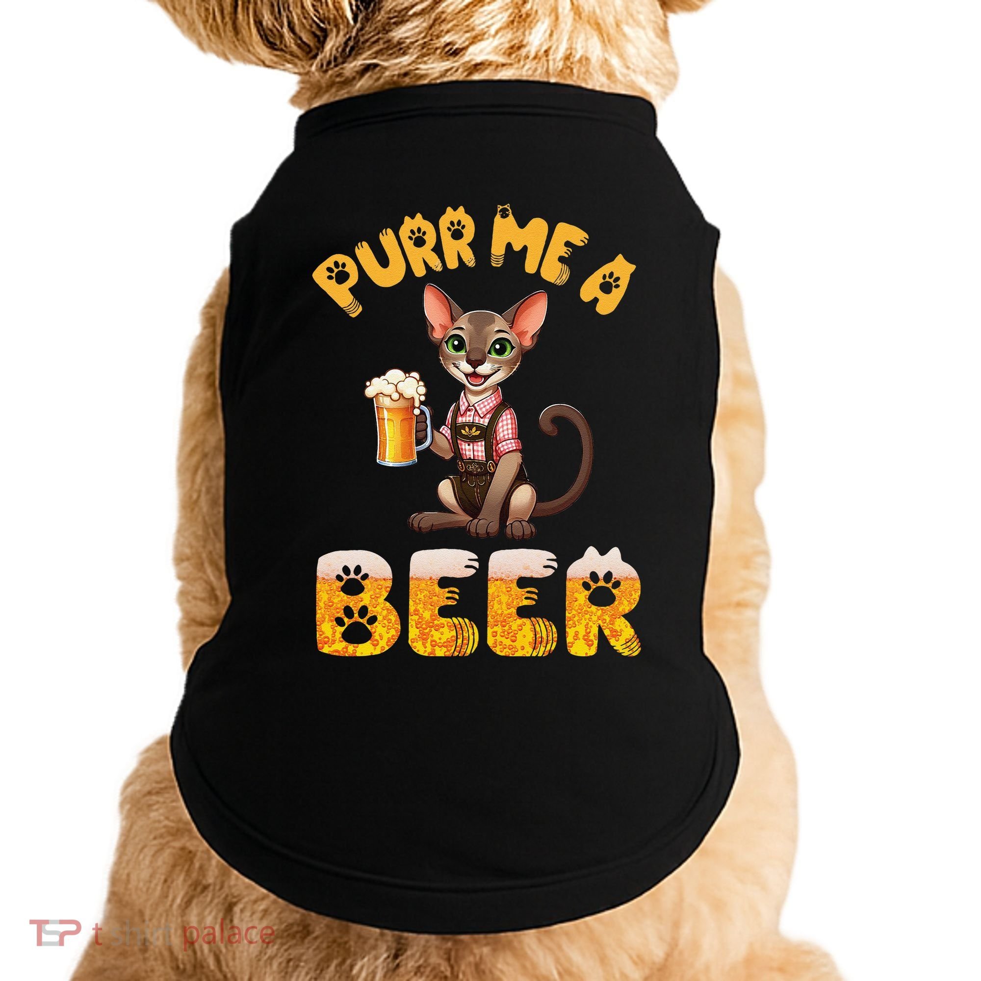 Oriental Shorthair Cat Bavarian Drinking Beer Purr Me A Beer Doggie Tank