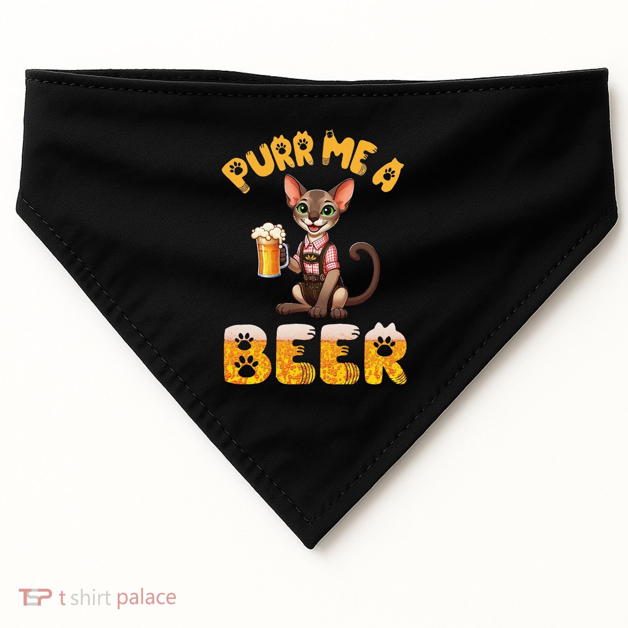 Oriental Shorthair Cat Bavarian Drinking Beer Purr Me A Beer USA-Made Doggie Bandana