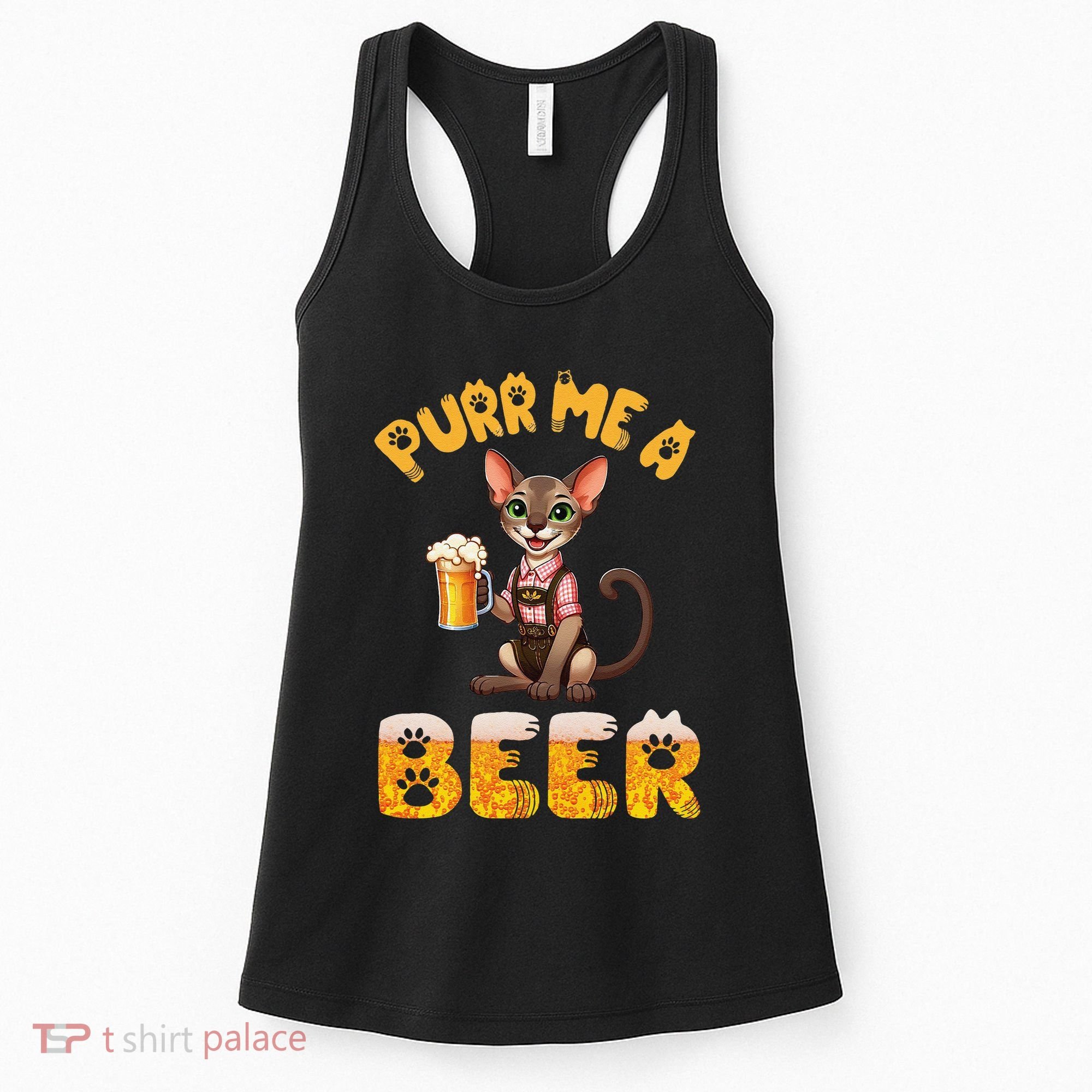 Oriental Shorthair Cat Bavarian Drinking Beer Purr Me A Beer Women's Tank Top