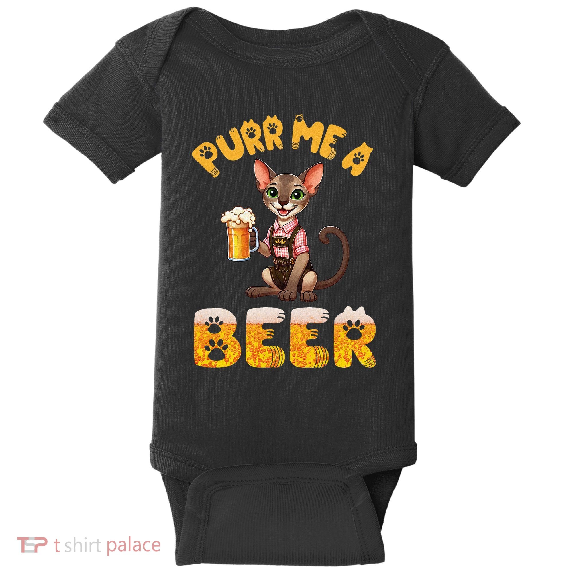 Oriental Shorthair Cat Bavarian Drinking Beer Purr Me A Beer Baby Bodysuit