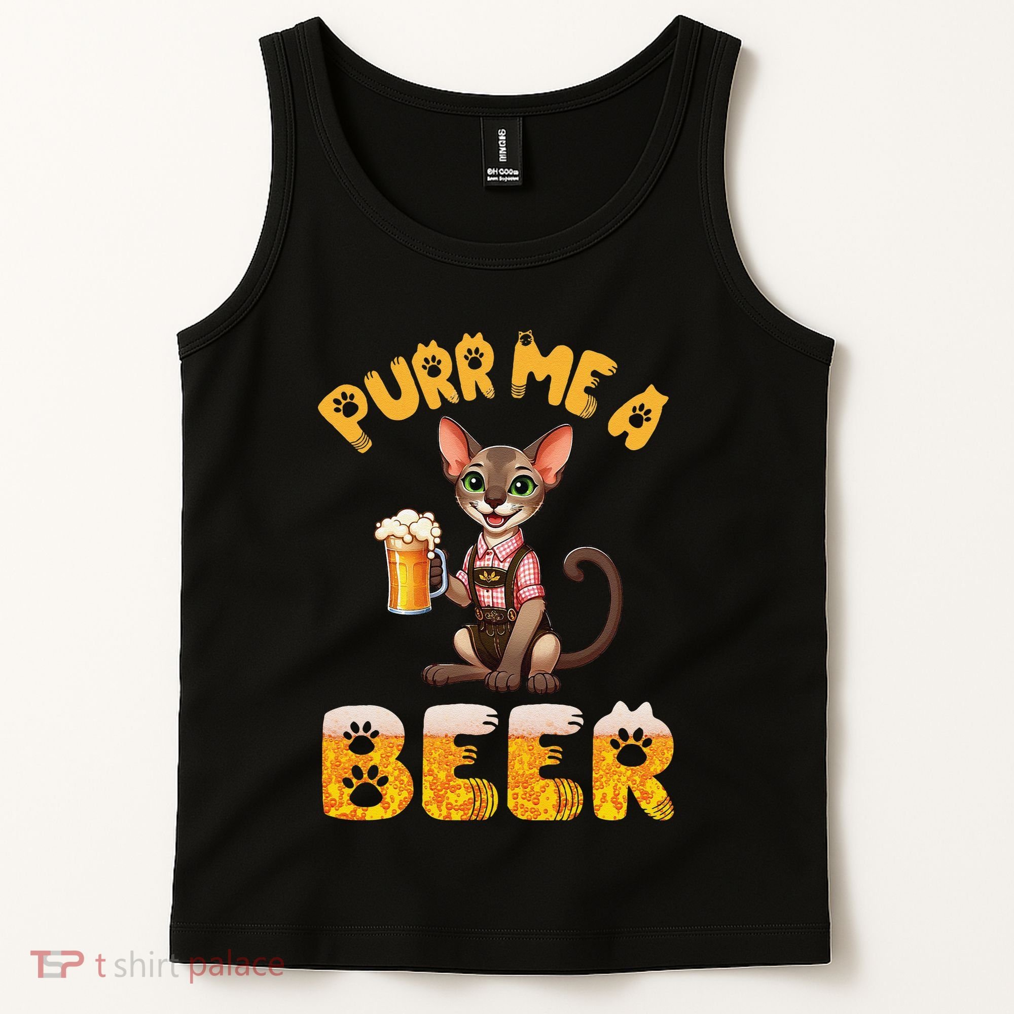 Oriental Shorthair Cat Bavarian Drinking Beer Purr Me A Beer Tank Top