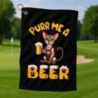 Oriental Shorthair Cat Bavarian Drinking Beer Purr Me A Beer Golf Towel thumb 1
