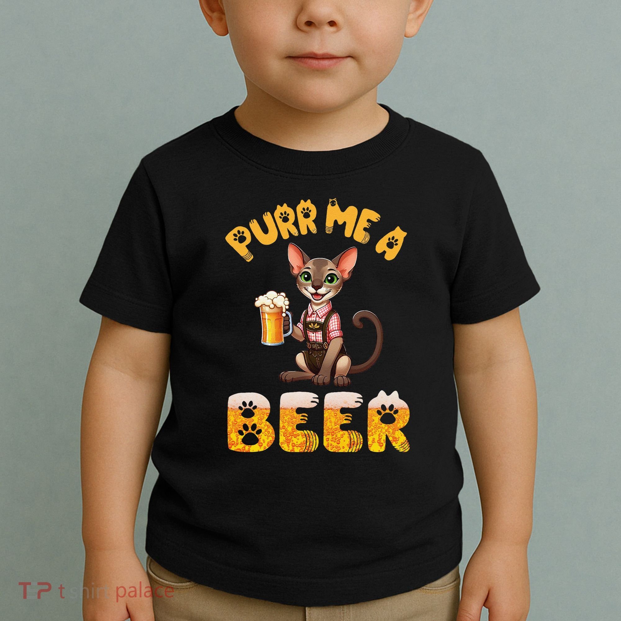 Oriental Shorthair Cat Bavarian Drinking Beer Purr Me A Beer Toddler T-Shirt