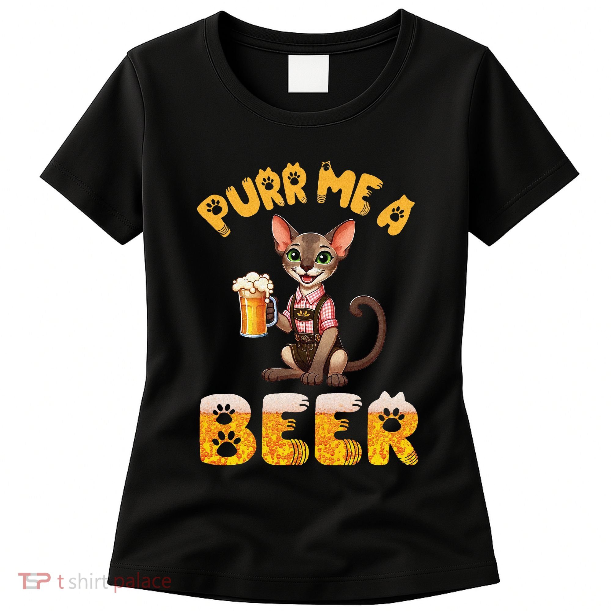 Oriental Shorthair Cat Bavarian Drinking Beer Purr Me A Beer Women's T-Shirt