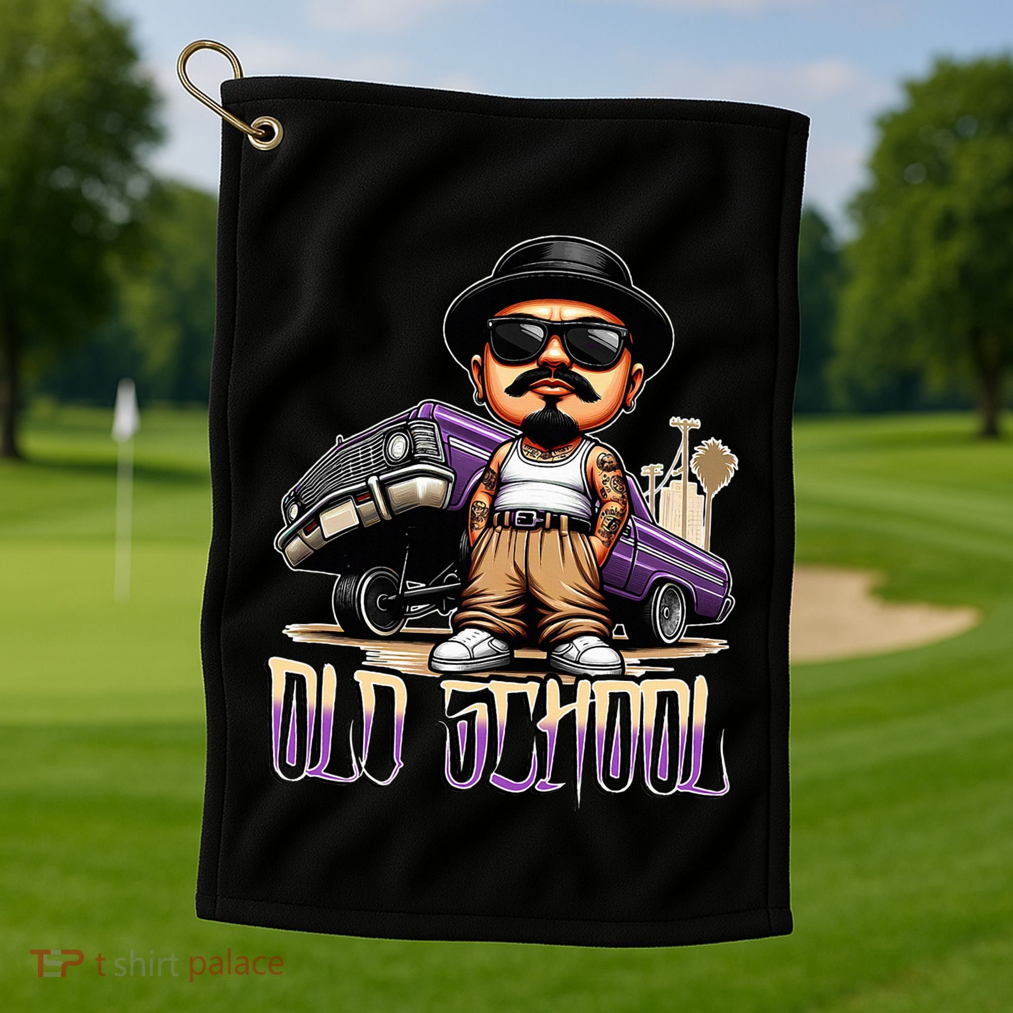 Old School Chicano Lowrider Art Homie Chicano Clothing Golf Towel