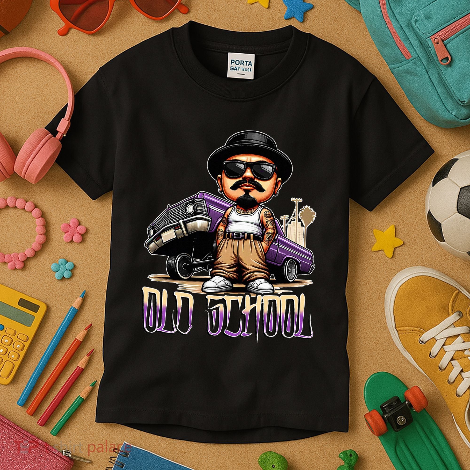 Old School Chicano Lowrider Art Homie Chicano Clothing Kids T-Shirt