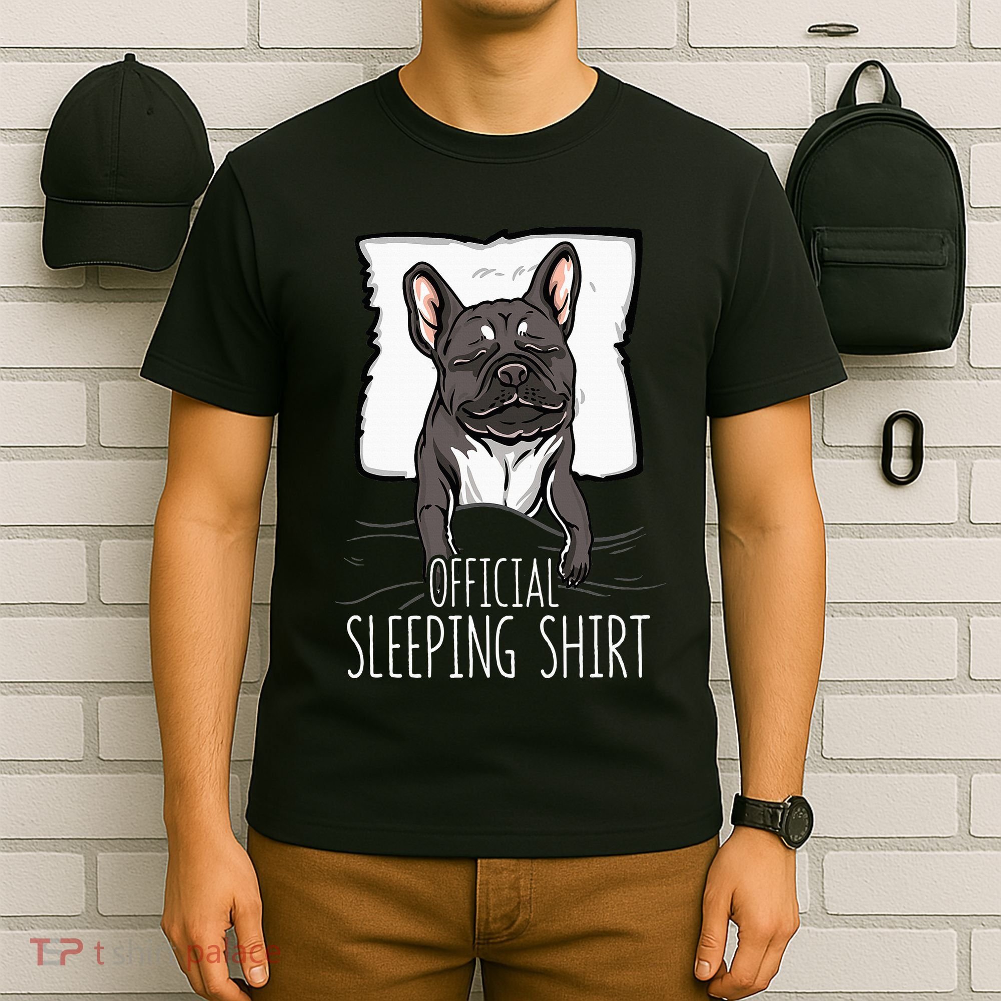 of.ficial sleeping cute french bulldog dog nightgown  T-Shirt