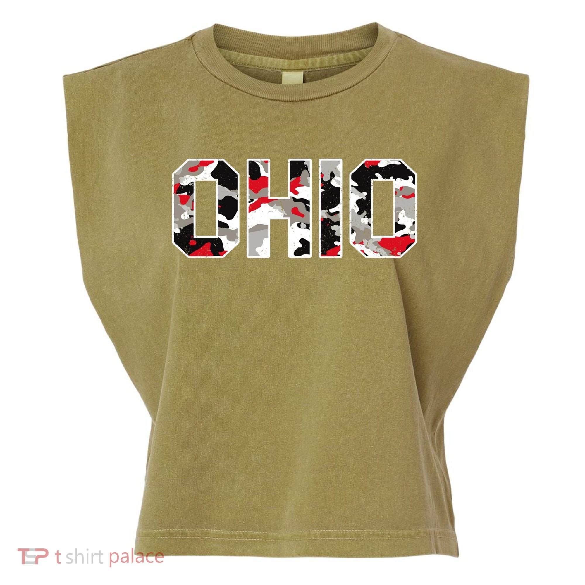 Ohio State Camo Garment-Dyed Women's Muscle Tee