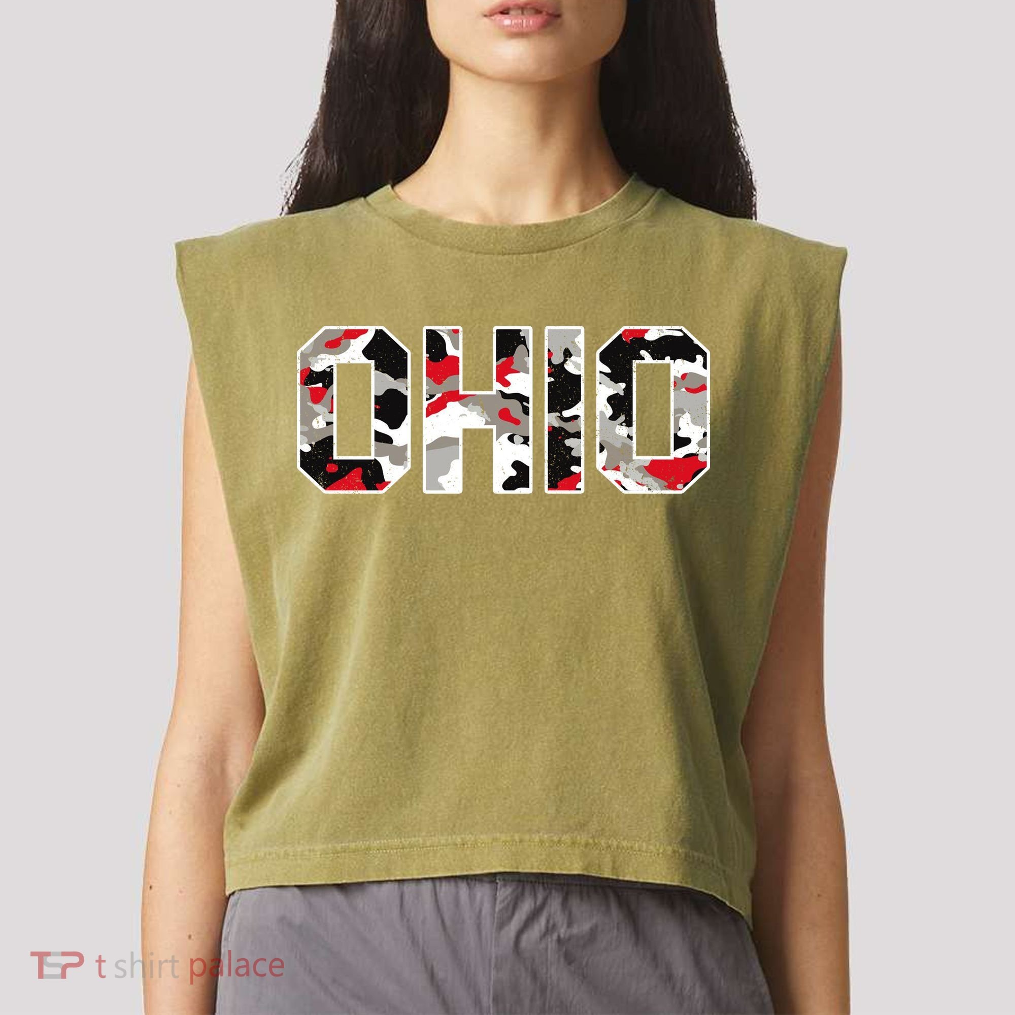 Ohio State Camo Garment-Dyed Women's Muscle Tee