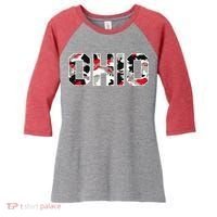 Ohio State Camo Women's Tri-Blend 3/4-Sleeve Raglan Shirt thumb 0