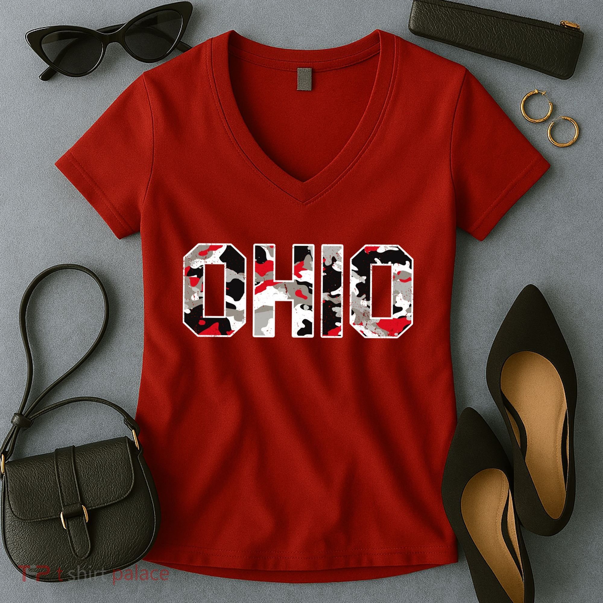 Ohio State Camo Women's V-Neck T-Shirt