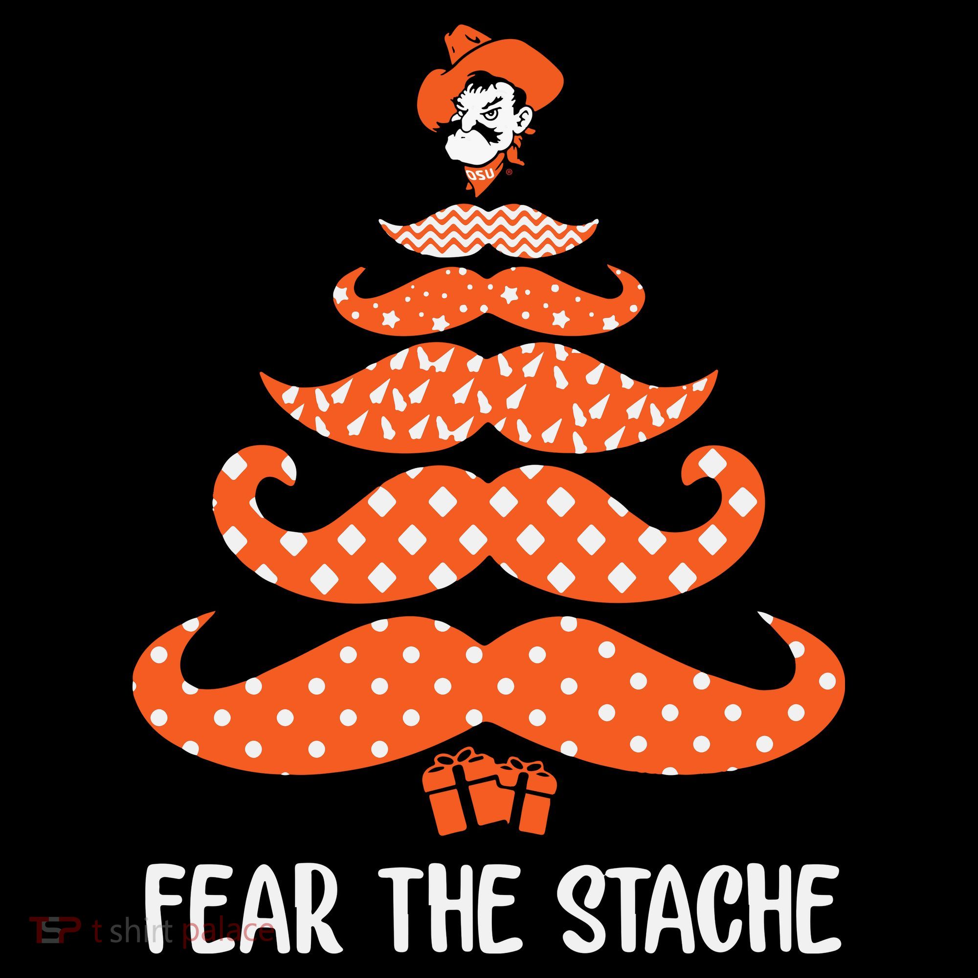 Oklahoma State Cowboys Mustache Christmas Tree Fear The Stache Beard Coffee Mug