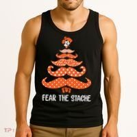 Oklahoma State Cowboys Mustache Christmas Tree Fear The Stache Beard Tank Top thumb 3