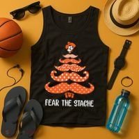 Oklahoma State Cowboys Mustache Christmas Tree Fear The Stache Beard Tank Top thumb 4