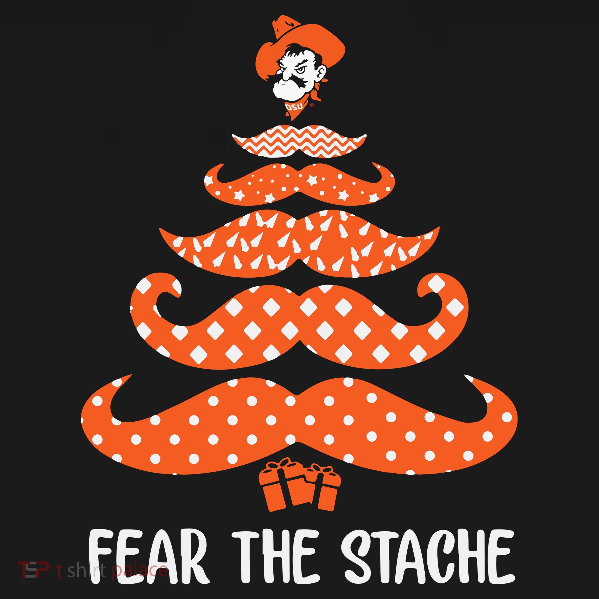 Oklahoma State Cowboys Mustache Christmas Tree Fear The Stache Beard Visor