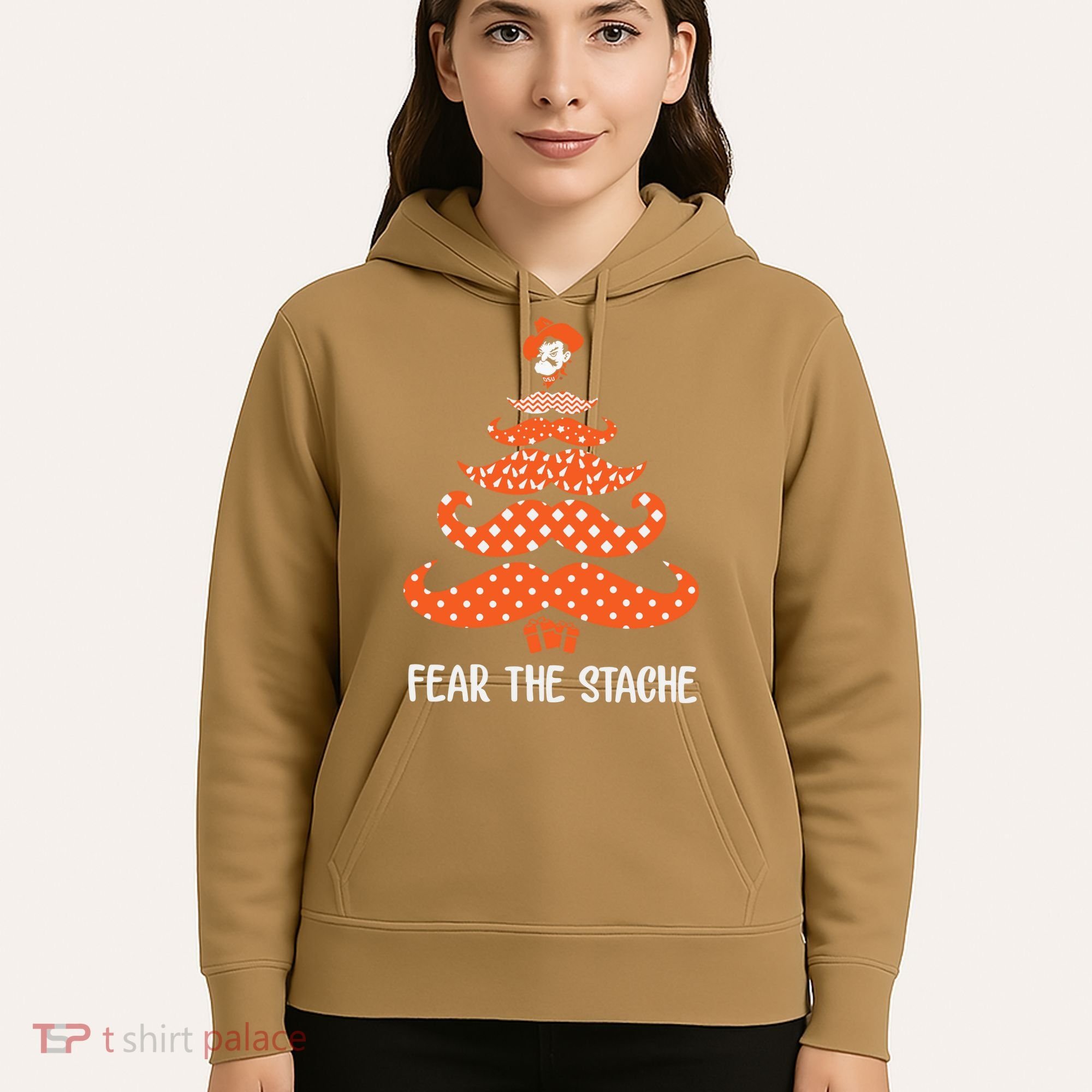 Oklahoma State Cowboys Mustache Christmas Tree Fear The Stache Beard Hoodie