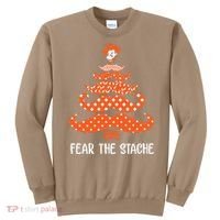 Oklahoma State Cowboys Mustache Christmas Tree Fear The Stache Beard Sweatshirt thumb 0