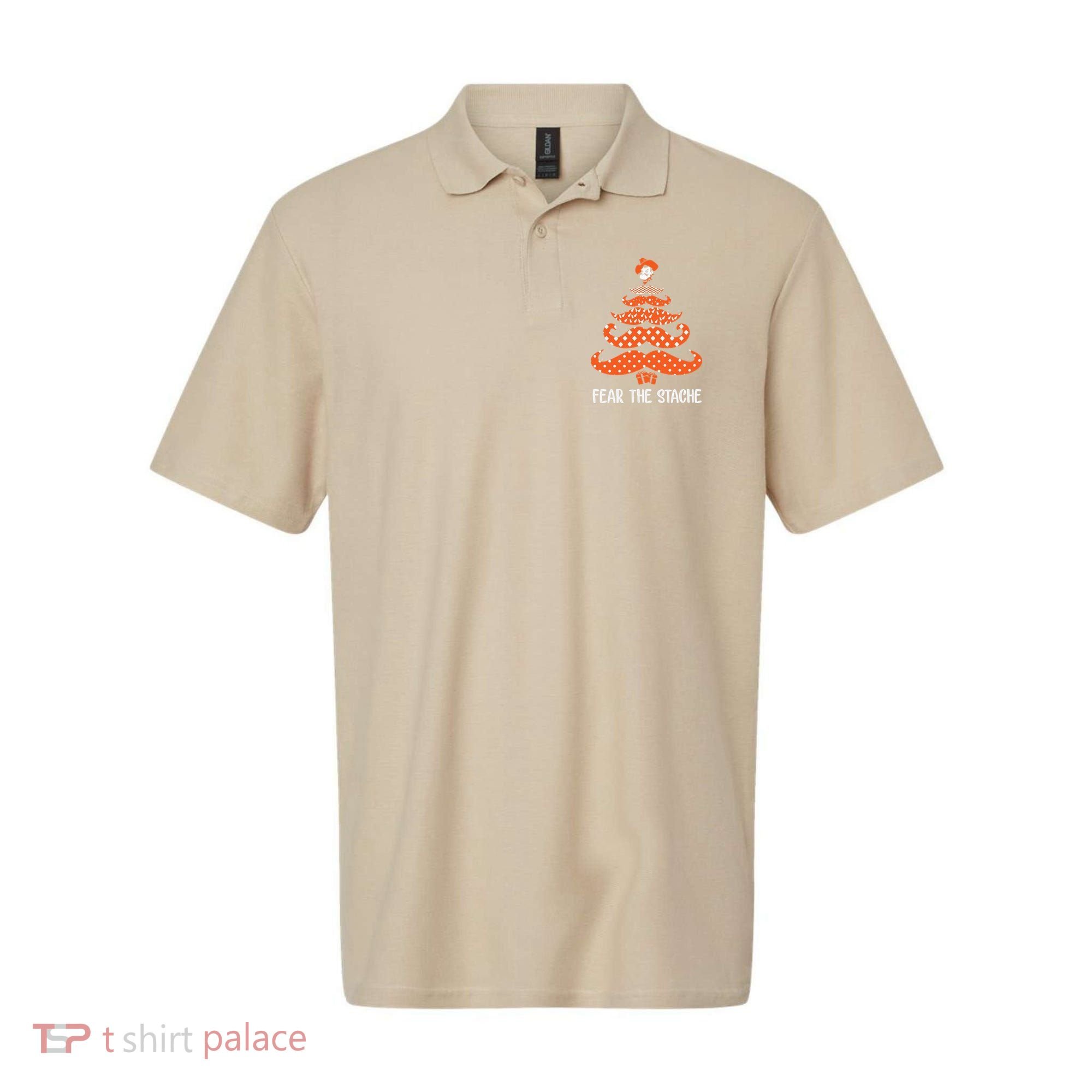 Oklahoma State Cowboys Mustache Christmas Tree Fear The Stache Beard Polo