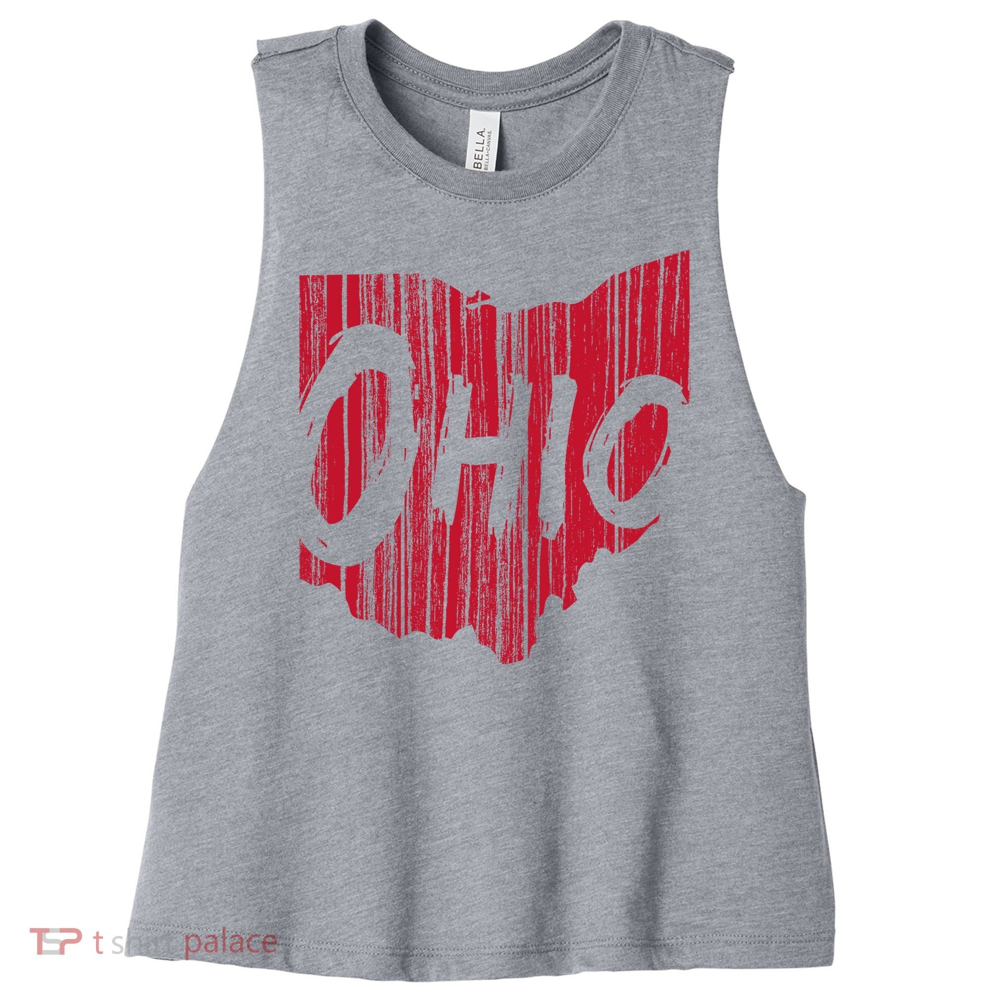 Ohio State Distressed Women's Racerback Cropped Tank
