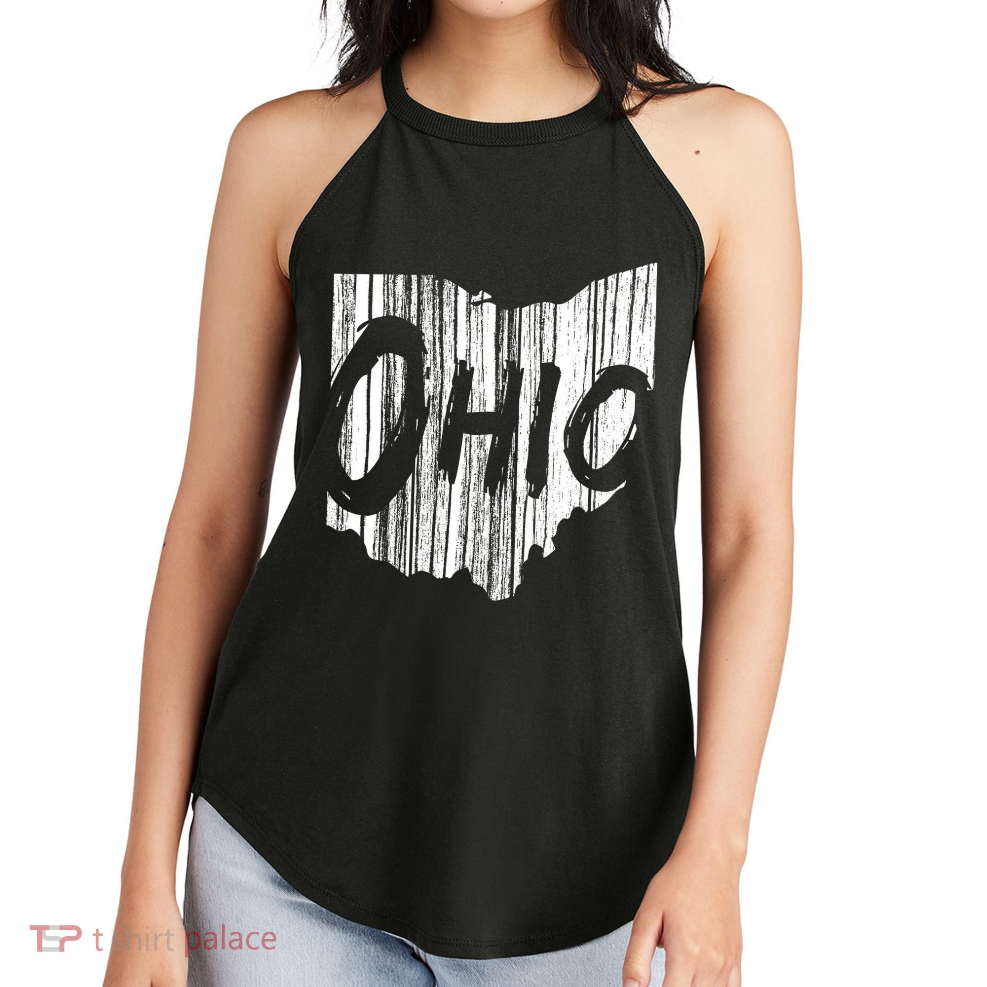Ohio State Distressed Women's Perfect Tri Rocker Tank