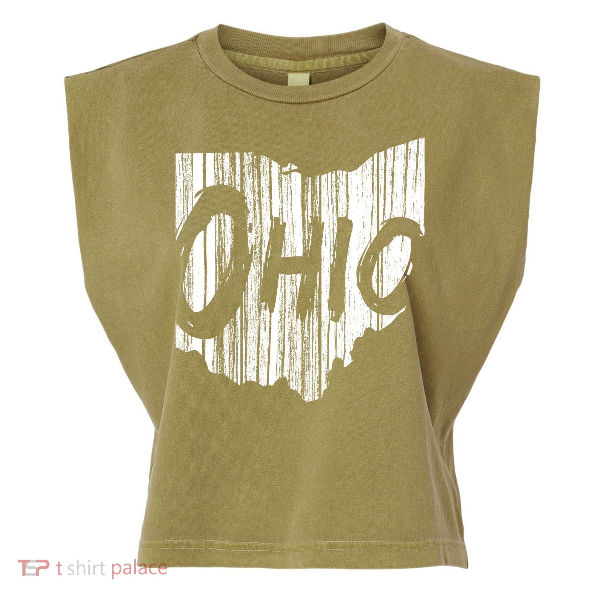 Ohio State Distressed Garment-Dyed Women's Muscle Tee