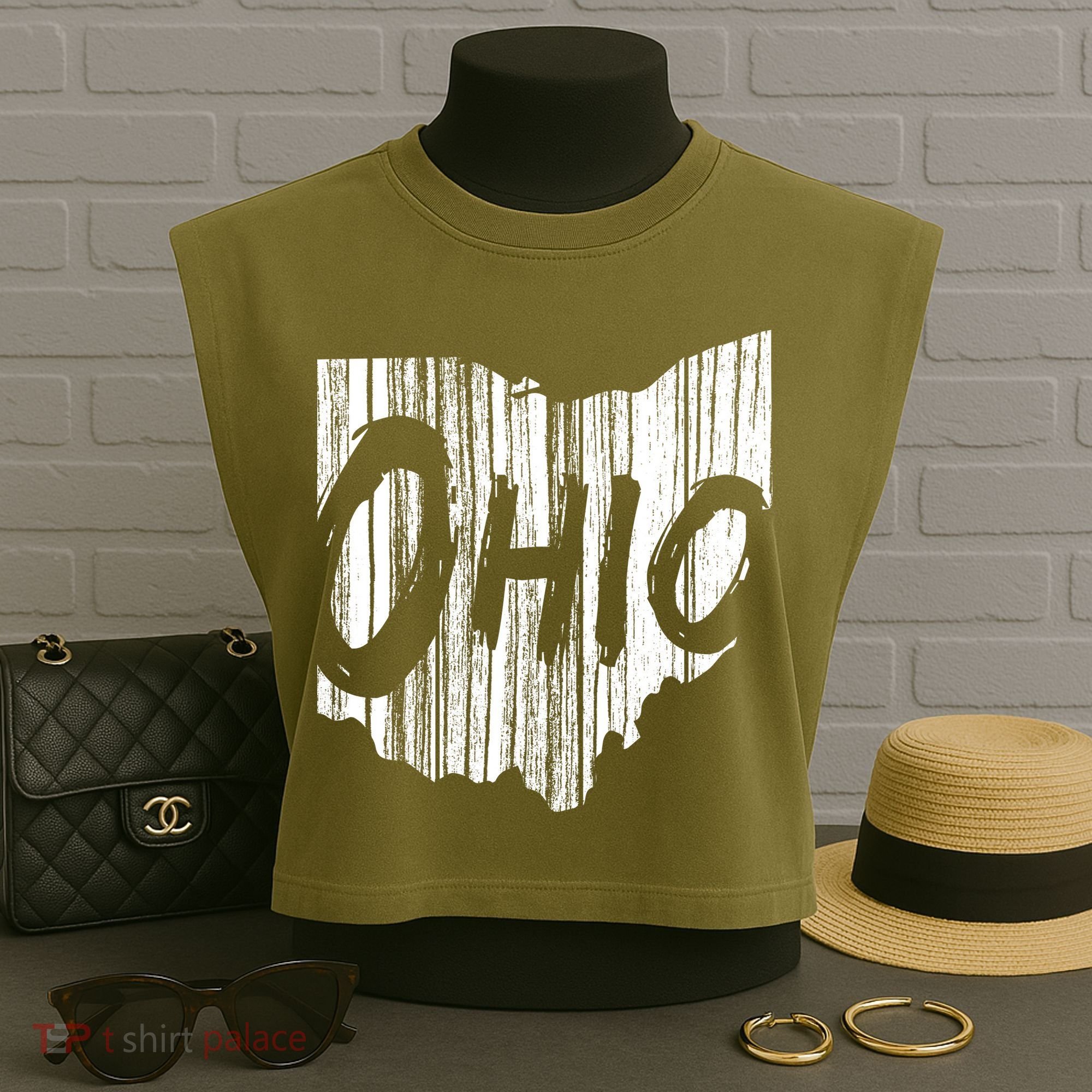 Ohio State Distressed Garment-Dyed Women's Muscle Tee