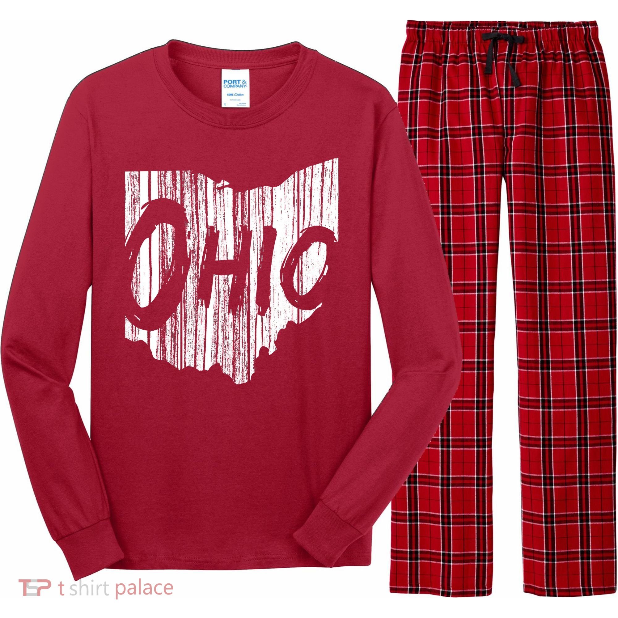 Ohio State Distressed Long Sleeve Pajama Set