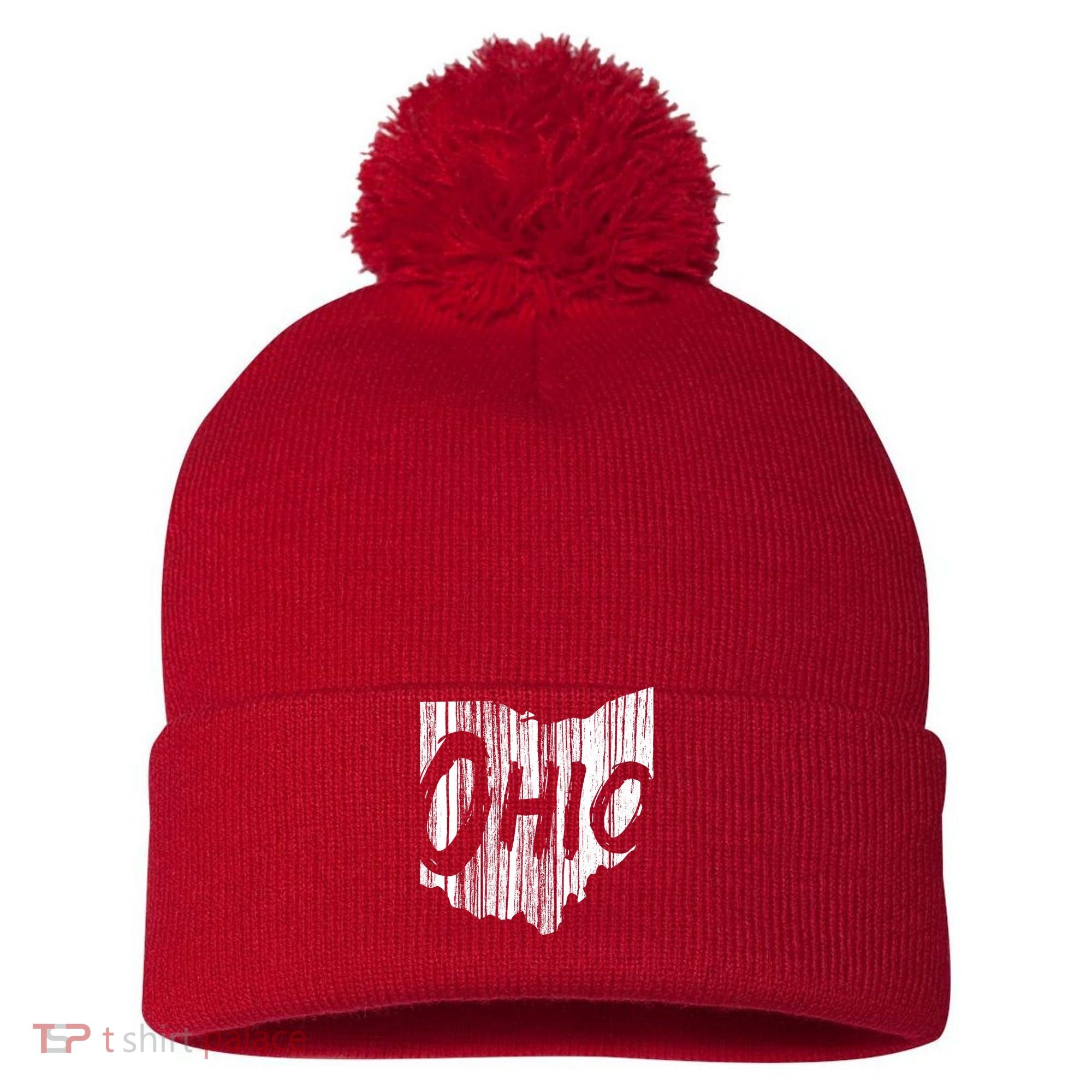 Ohio State Distressed Pom Pom 12in Knit Beanie