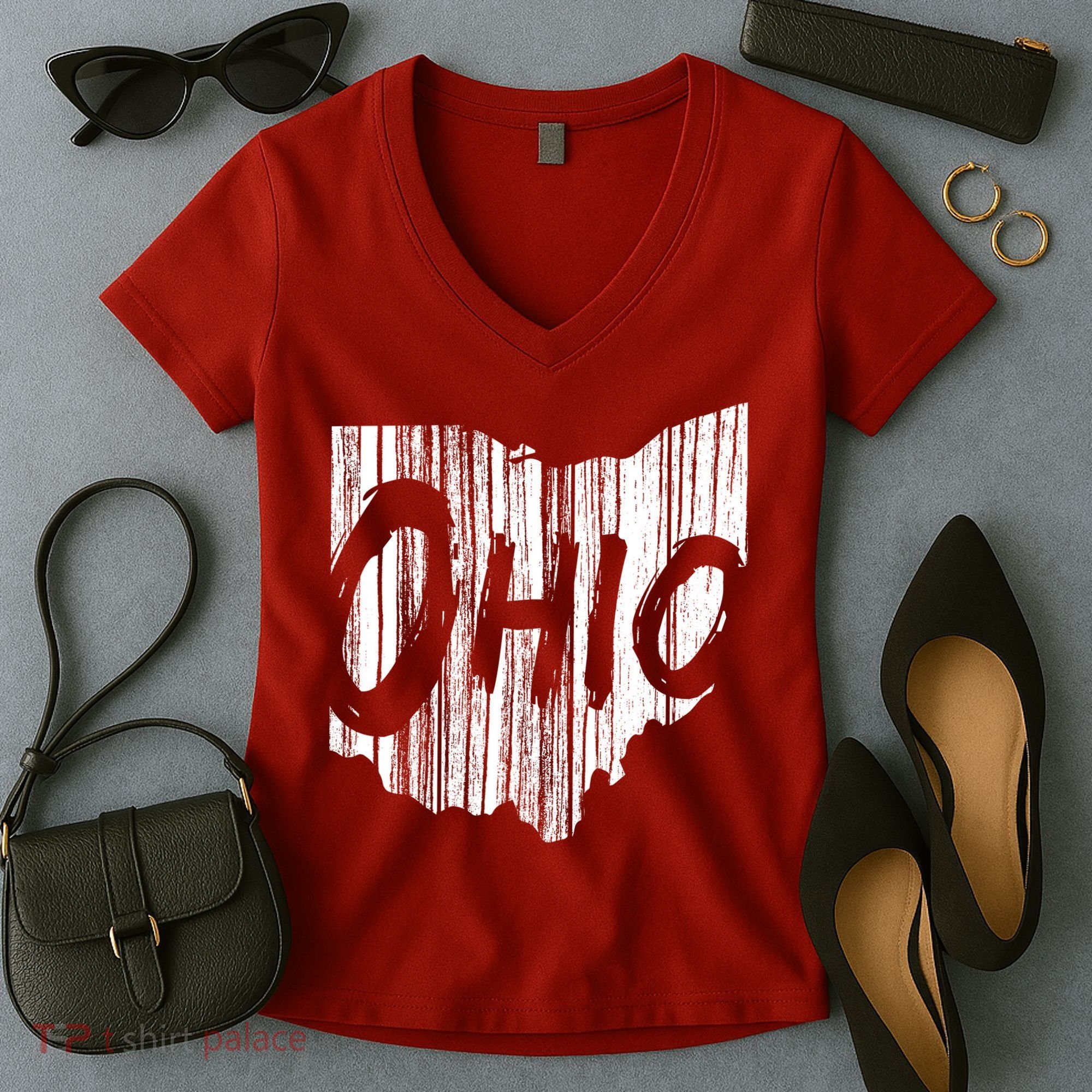 Ohio State Distressed Women's V-Neck T-Shirt