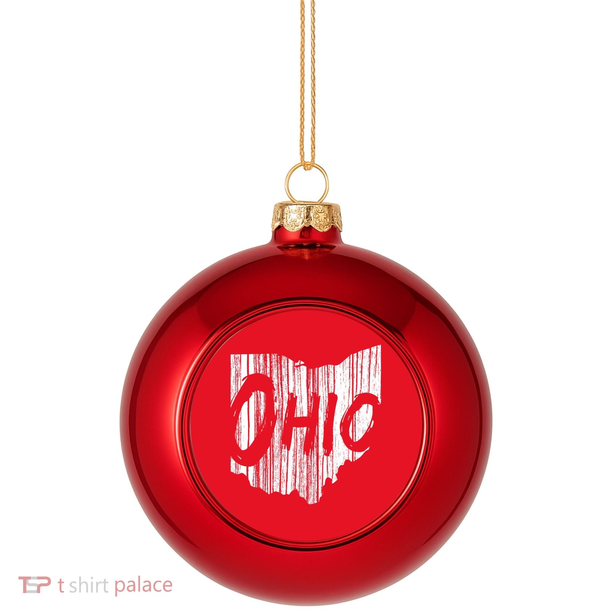 Ohio State Distressed Plastic Christmas Ball Ornament