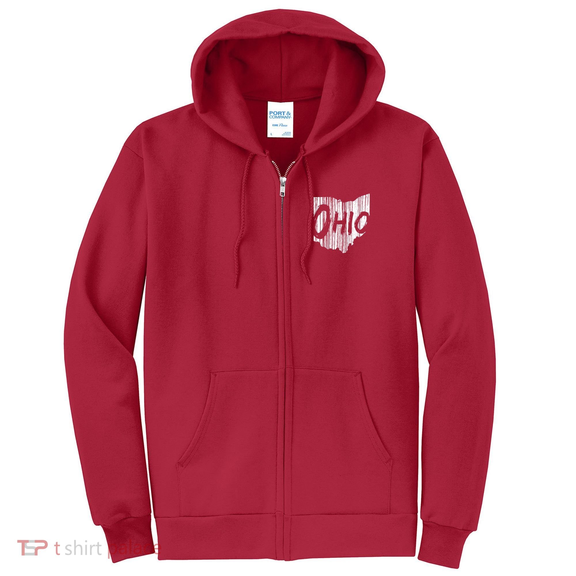 Ohio State Distressed Full Zip Hoodie