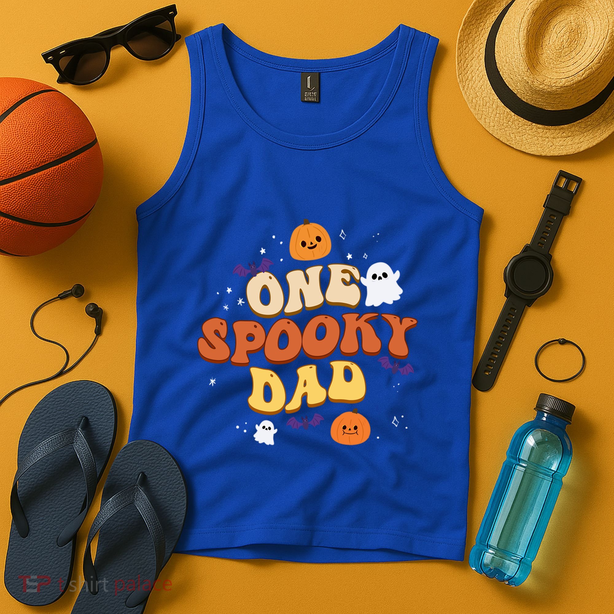 One Spooky Dad Boo Halloween Cute Family Matching Group Gift Tank Top