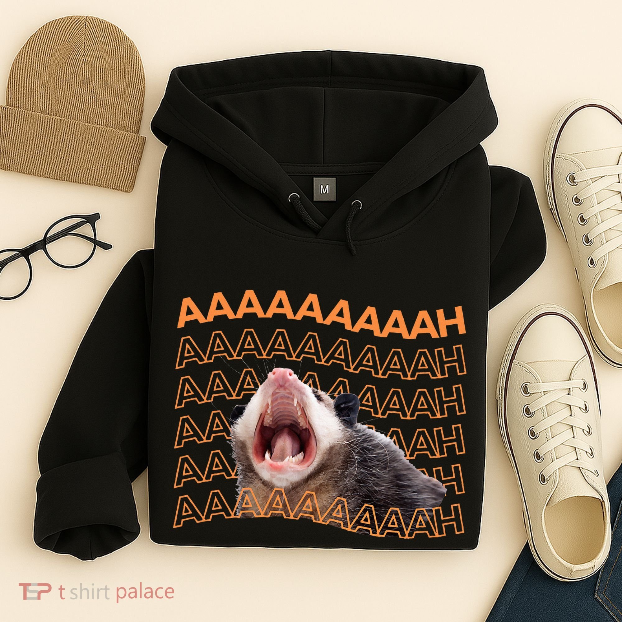 Opossum Screaming Funny Possum Trash Cat Meme Hoodie