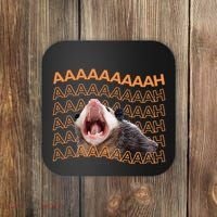 Opossum Screaming Funny Possum Trash Cat Meme Coaster thumb 0