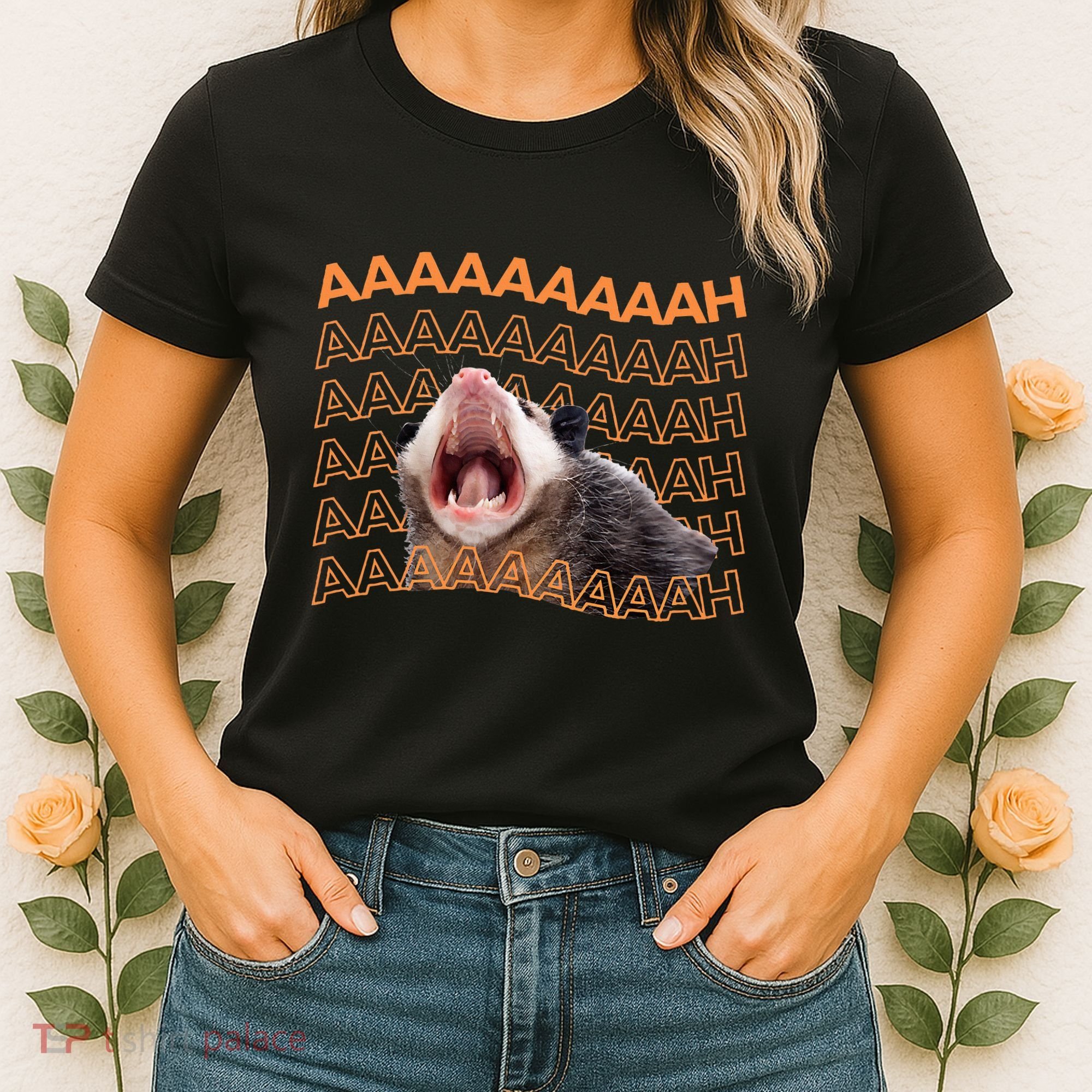 Opossum Screaming Funny Possum Trash Cat Meme Women's T-Shirt