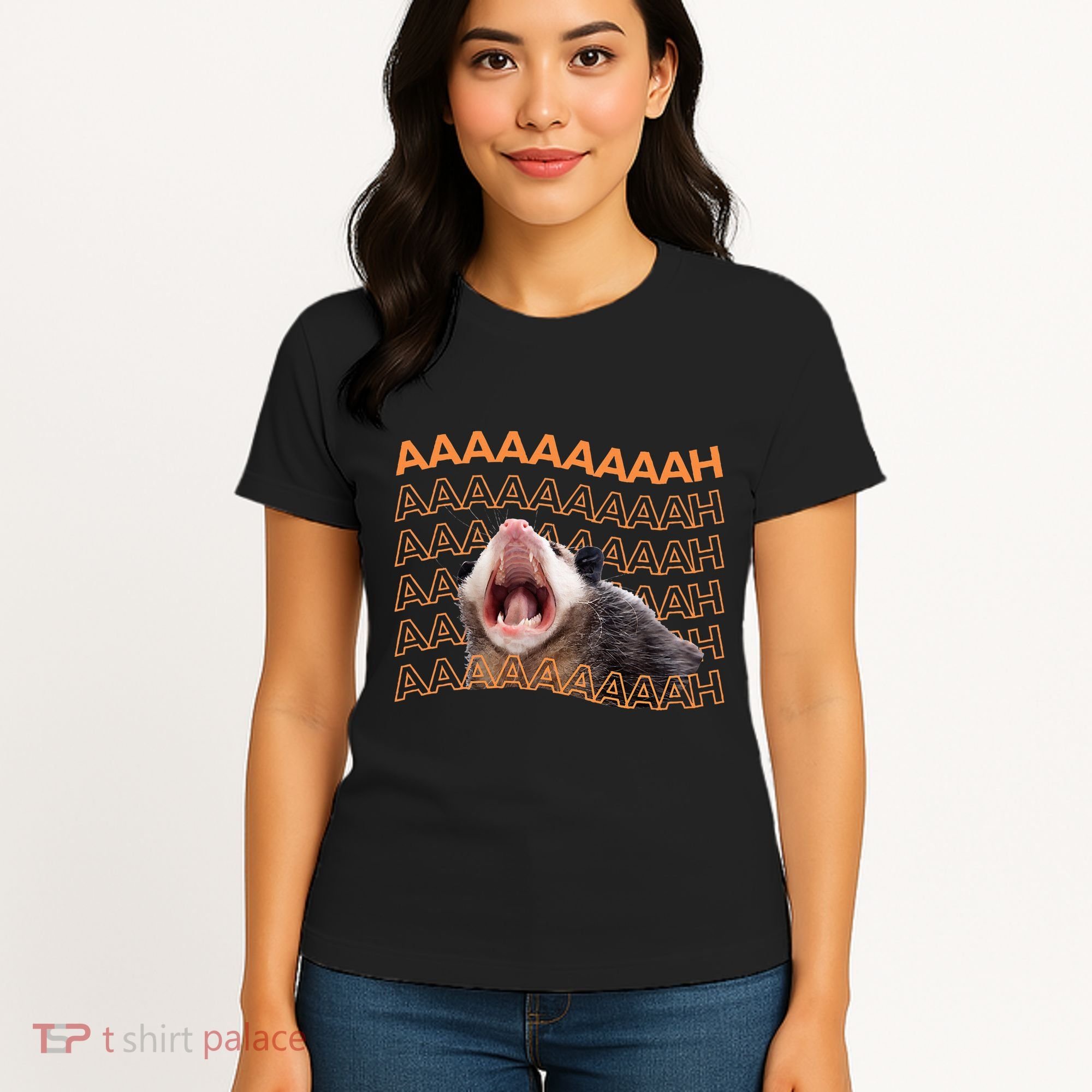 Opossum Screaming Funny Possum Trash Cat Meme Women's T-Shirt