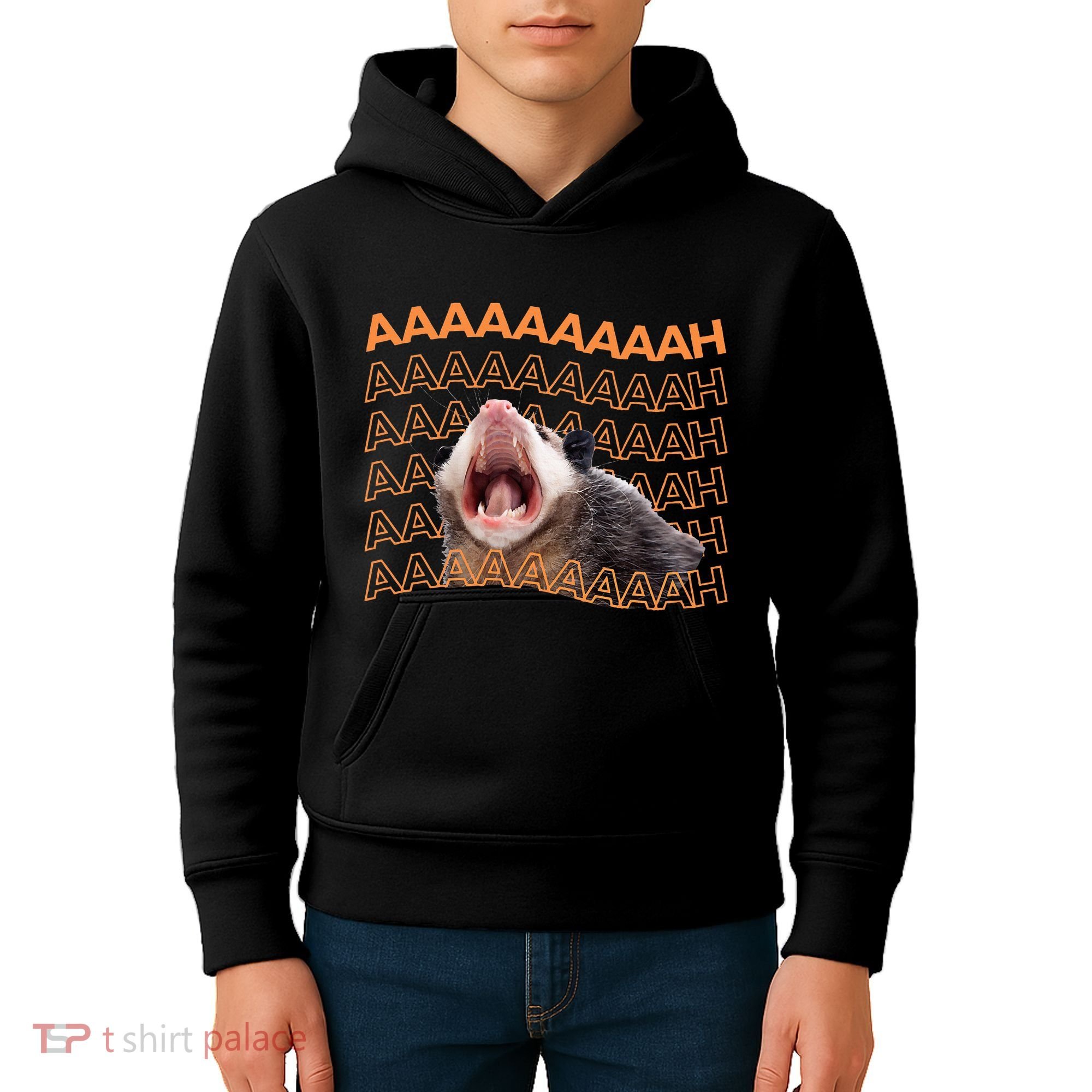 Opossum Screaming Funny Possum Trash Cat Meme Kids Hoodie
