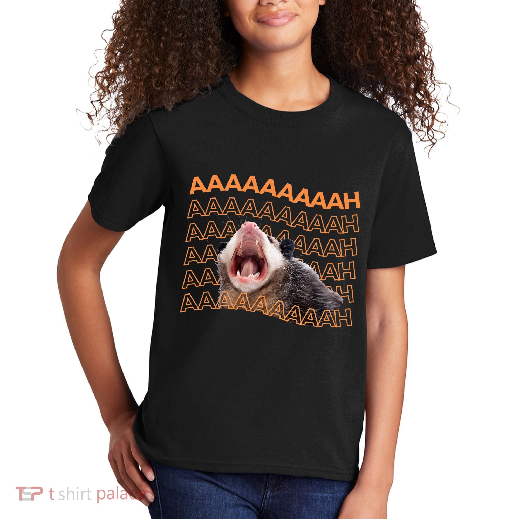 Opossum Screaming Funny Possum Trash Cat Meme Kids T-Shirt