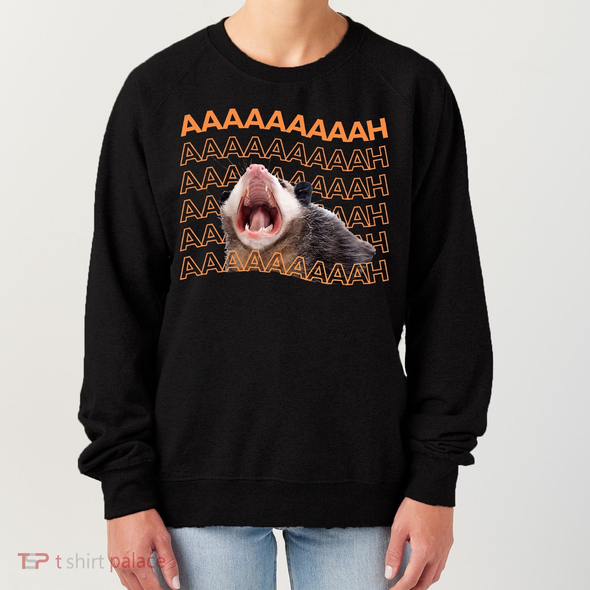 Opossum Screaming Funny Possum Trash Cat Meme Women's Sweatshirt