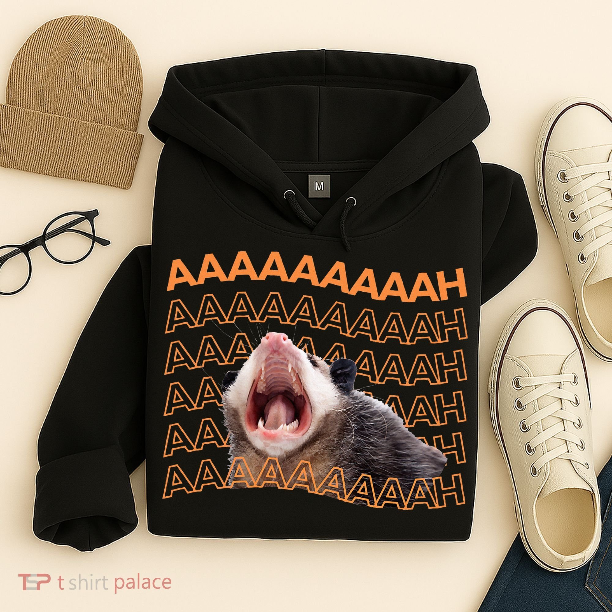 Opossum Screaming Funny Possum Trash Cat Meme Hoodie