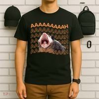 Opossum Screaming Funny Possum Trash Cat Meme T-Shirt thumb 6