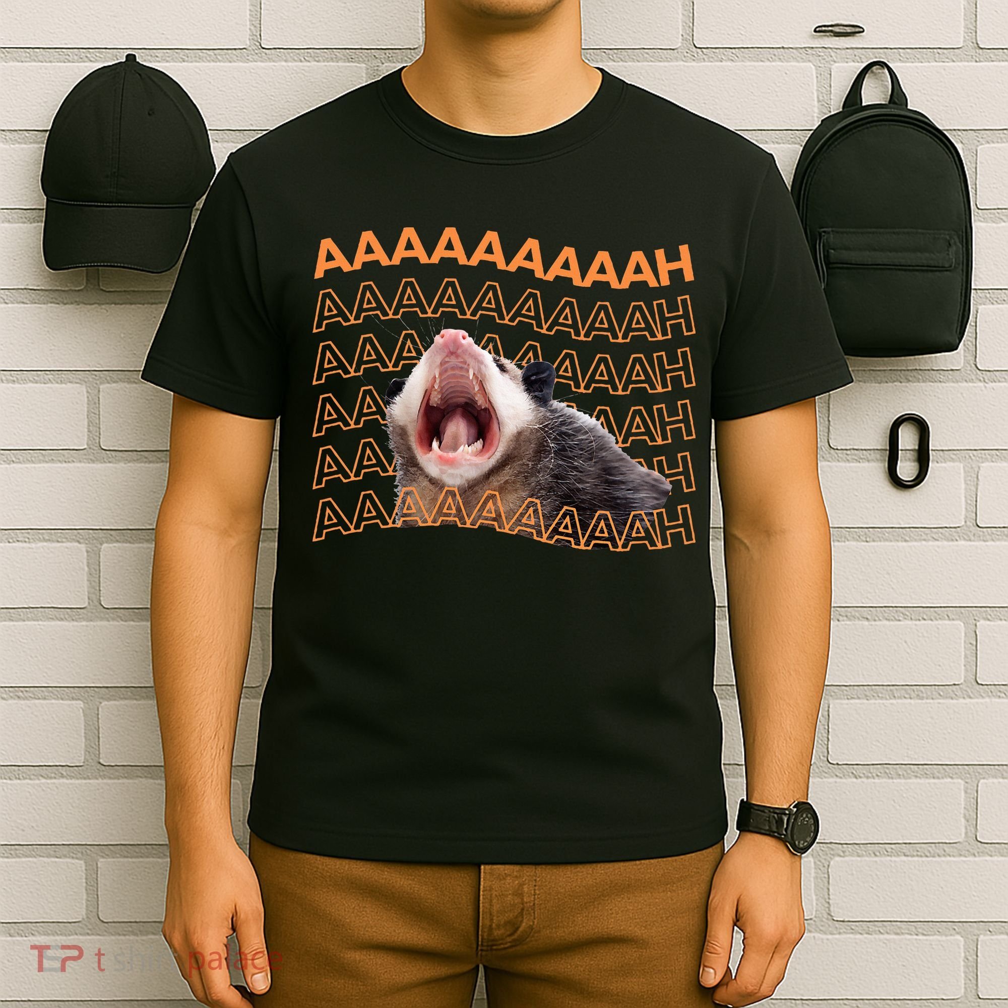 Opossum Screaming Funny Possum Trash Cat Meme T-Shirt