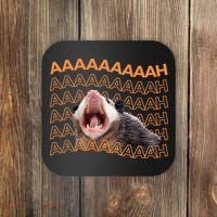 Opossum Screaming Funny Possum Trash Cat Meme Coaster thumb 0