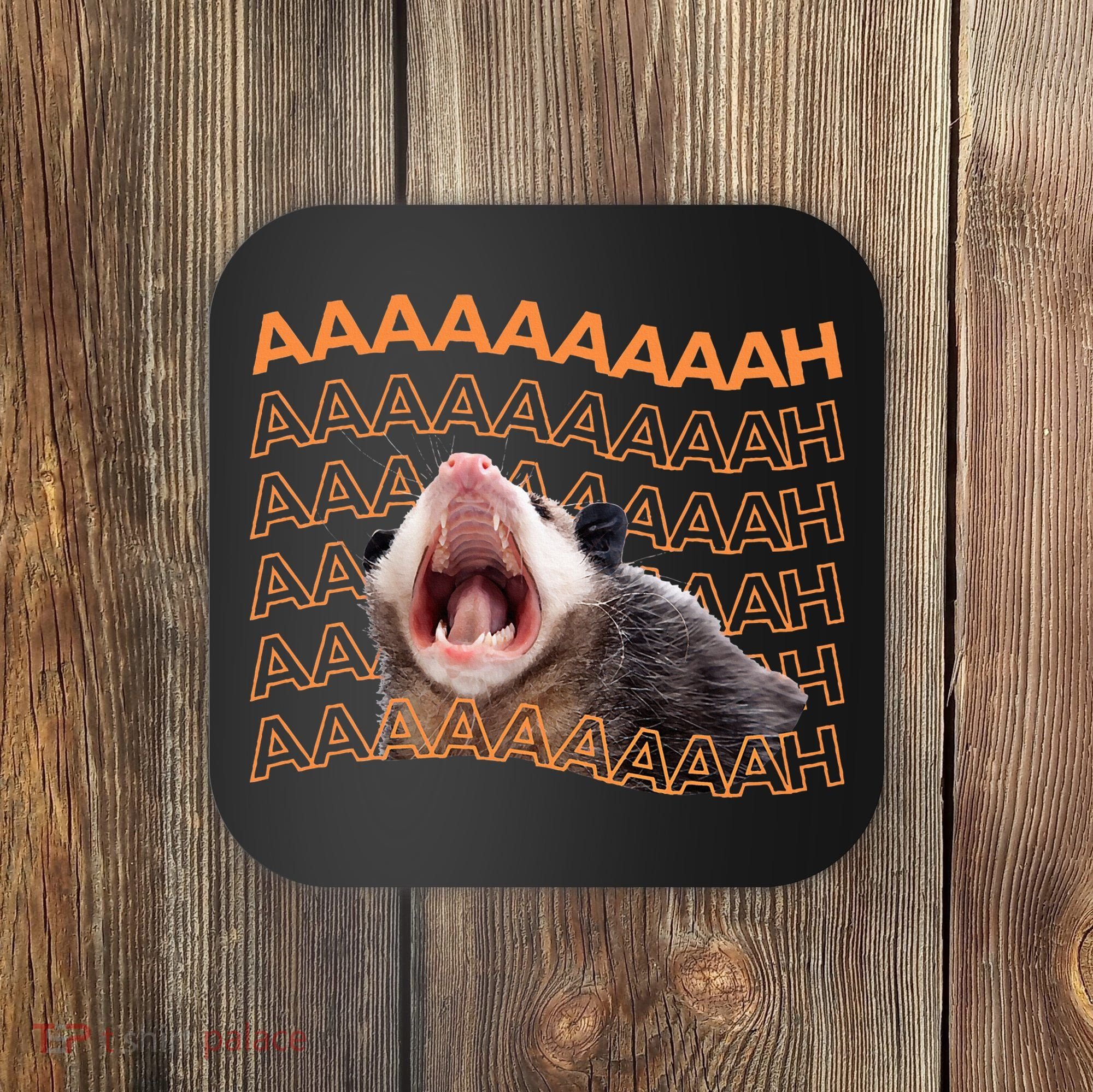 Opossum Screaming Funny Possum Trash Cat Meme Coaster