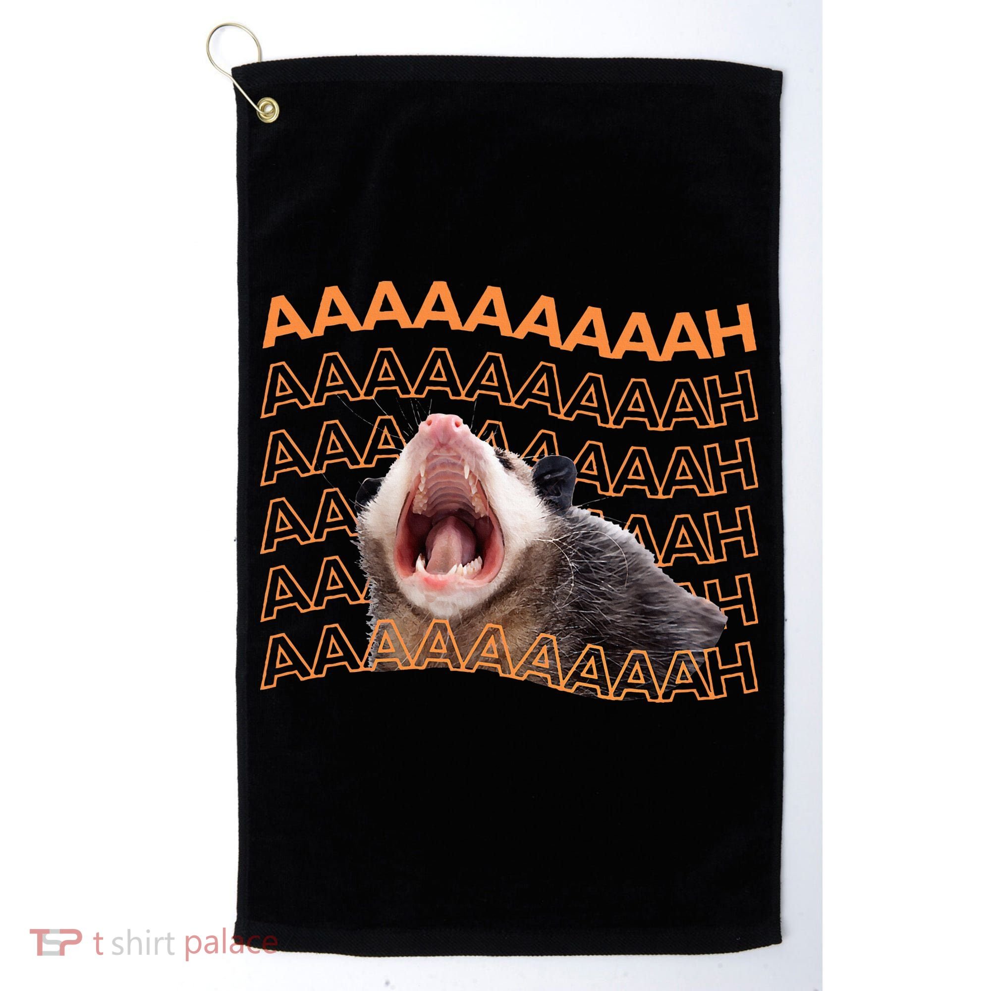 Opossum Screaming Funny Possum Trash Cat Meme Golf Towel