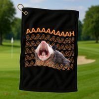 Opossum Screaming Funny Possum Trash Cat Meme Golf Towel thumb 1